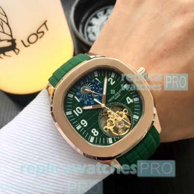 New Fake Patek Philippe Aquanaut Rubber Strap Moonphase Dial Watches 